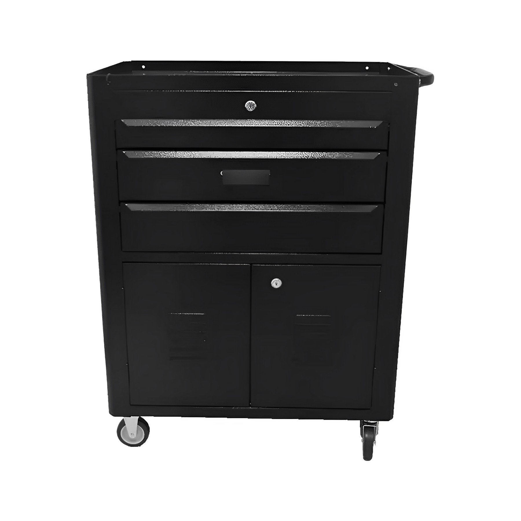 Porta Peças Fechado Com 3 Gavetas Chaveado 06 Preto Inteiro